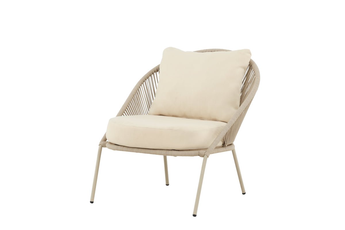 Luxusbetten24 Larissa Garten Loungesessel Beige Komfort inkl. Kissen