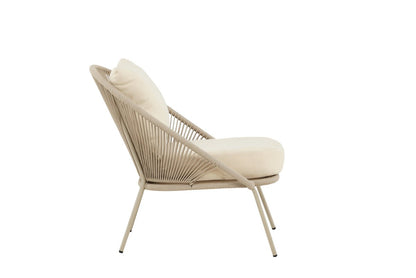 Luxusbetten24 Larissa Garten Loungesessel Beige Komfort inkl. Kissen