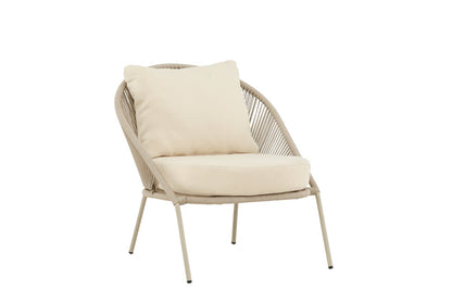 Luxusbetten24 Larissa Garten Loungesessel Beige Komfort inkl. Kissen