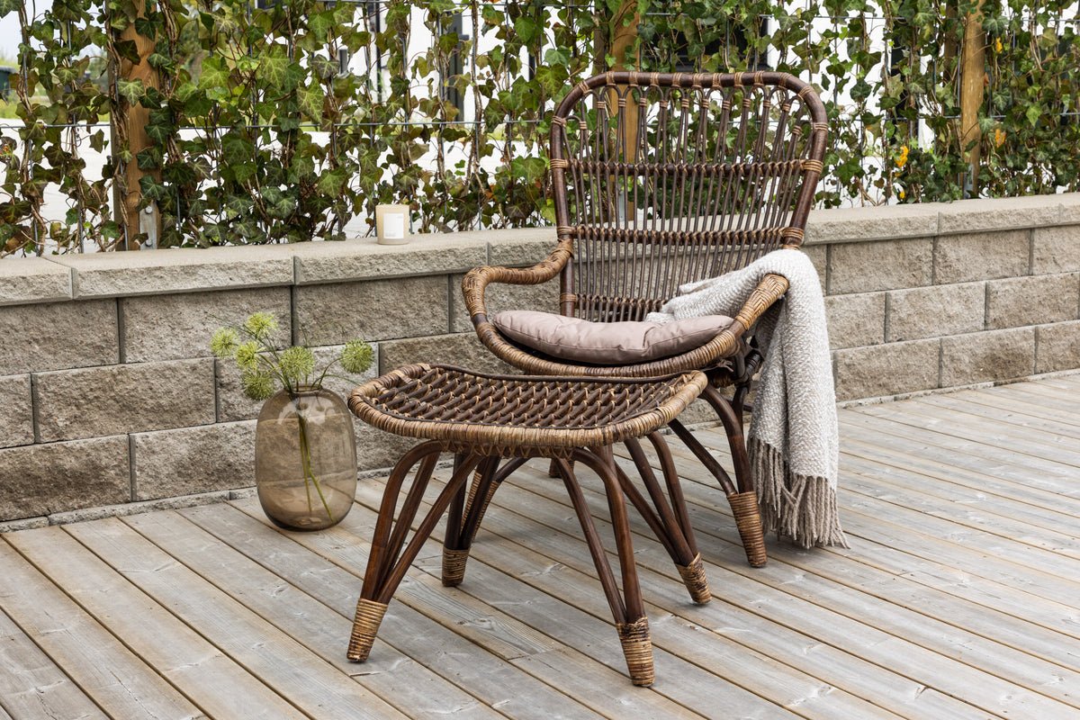 Garten-Loungesessel Neapel – Aus Bambus Und Rattan In Walnussbraun