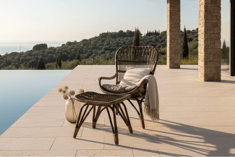 Garten-Loungesessel Neapel – Aus Bambus Und Rattan In Walnussbraun