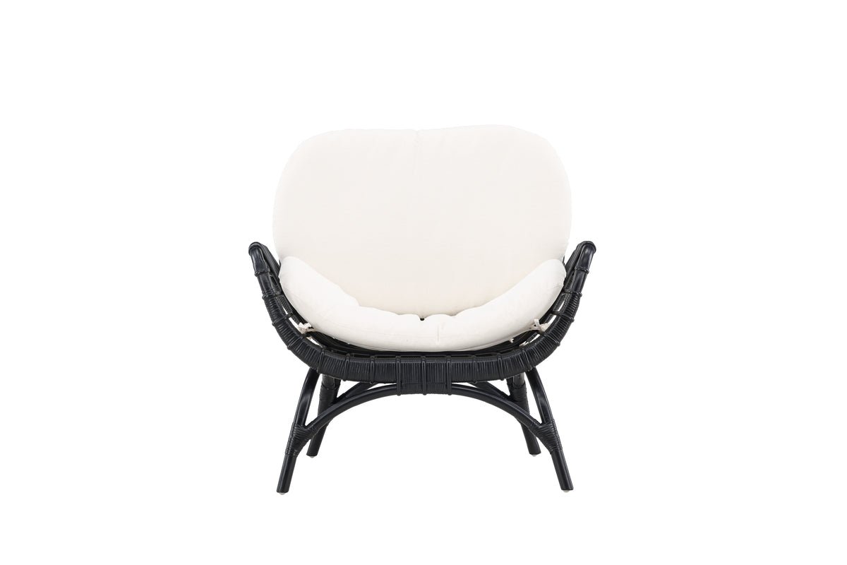 Luxusbetten24 Porto Loungesessel Schwarzer Rattan Gartenstuhl für Entspannte Stunden