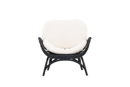 Luxusbetten24 Porto Loungesessel Schwarzer Rattan Gartenstuhl für Entspannte Stunden