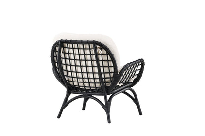 Luxusbetten24 Porto Loungesessel Schwarzer Rattan Gartenstuhl für Entspannte Stunden