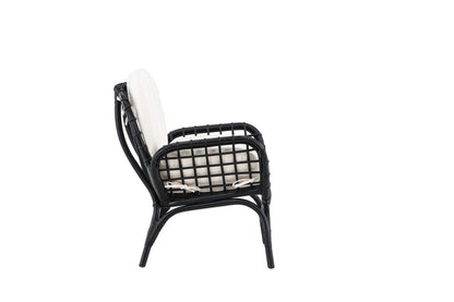 Luxusbetten24 Porto Loungesessel Schwarzer Rattan Gartenstuhl für Entspannte Stunden