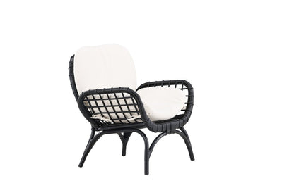 Luxusbetten24 Porto Loungesessel Schwarzer Rattan Gartenstuhl für Entspannte Stunden