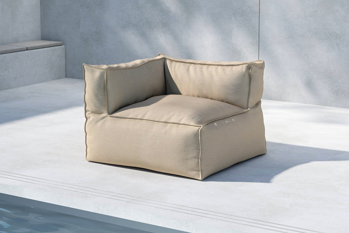 Luxusbetten24 Ravio Loungesessel, wetterbeständig, Beige, Komfort, Garten Sitz