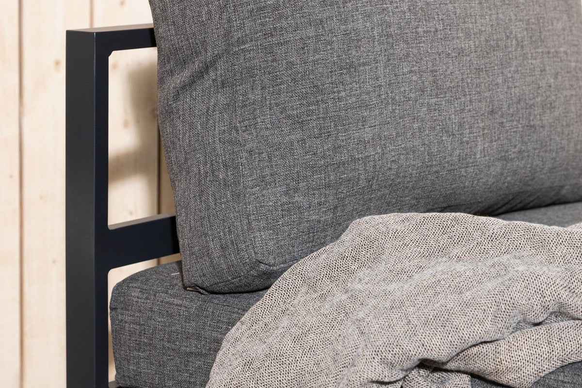 Luxusbetten24 Rika Loungesessel mit Aluminiumgestell, Grau/Schwarz & Beige