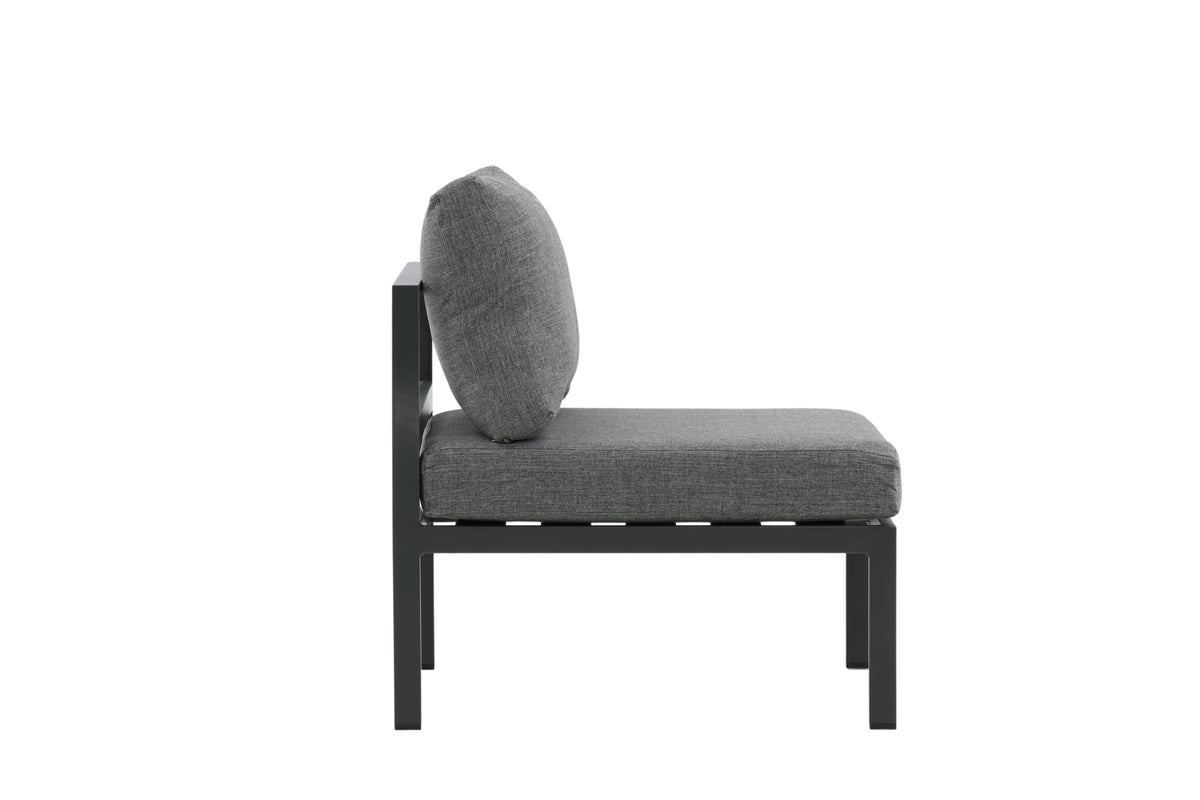 Luxusbetten24 Rika Loungesessel mit Aluminiumgestell, Grau/Schwarz & Beige