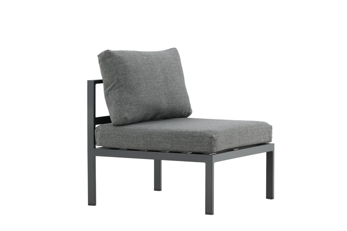 Luxusbetten24 Rika Loungesessel mit Aluminiumgestell, Grau/Schwarz & Beige