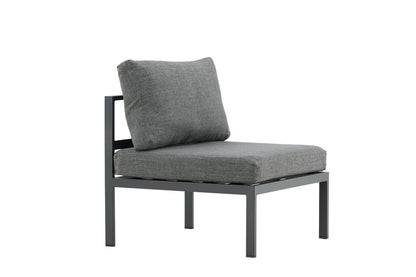 Luxusbetten24 Rika Loungesessel mit Aluminiumgestell, Grau/Schwarz & Beige