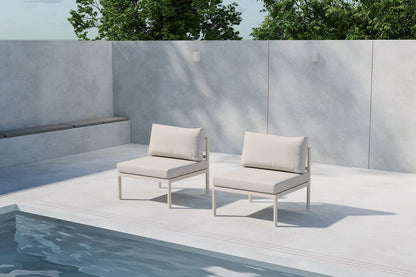 Luxusbetten24 Rika Loungesessel mit Aluminiumgestell, Grau/Schwarz & Beige