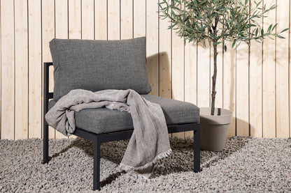 Luxusbetten24 Rika Loungesessel mit Aluminiumgestell, Grau/Schwarz & Beige