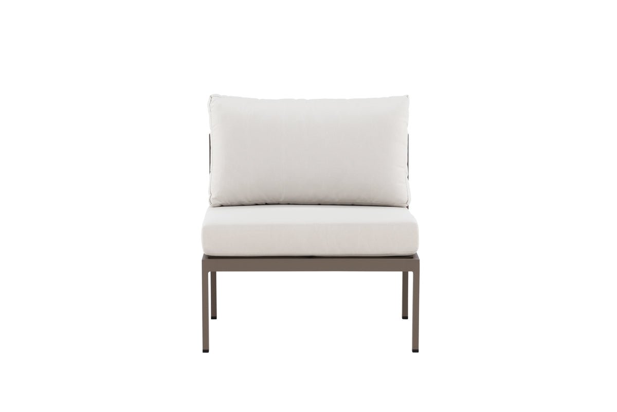 Luxusbetten24 Selva Loungesessel mit Aluminiumgestell und Zwei Kissen, Braun