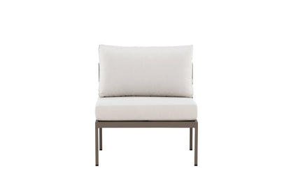 Luxusbetten24 Selva Loungesessel mit Aluminiumgestell und Zwei Kissen, Braun
