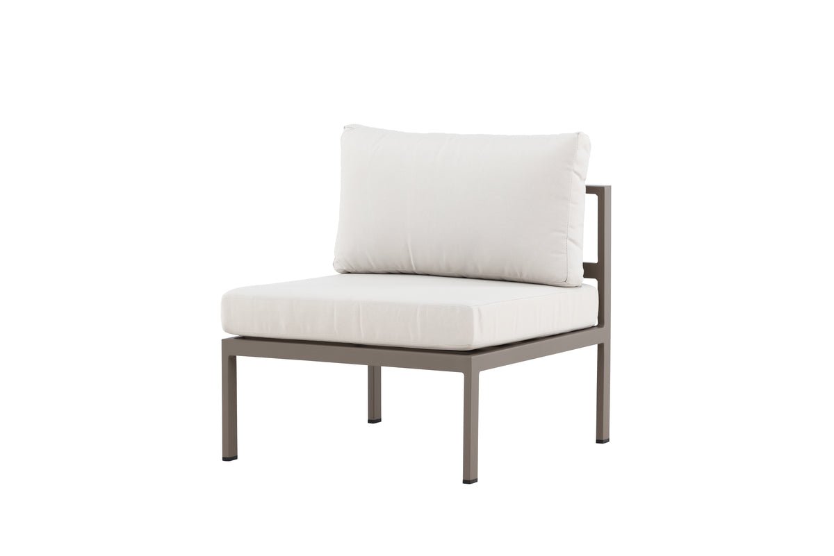 Luxusbetten24 Selva Loungesessel mit Aluminiumgestell und Zwei Kissen, Braun