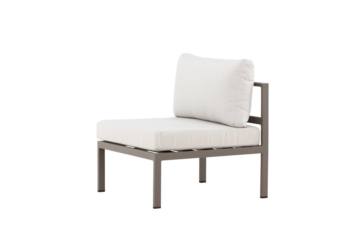 Luxusbetten24 Selva Loungesessel mit Aluminiumgestell und Zwei Kissen, Braun