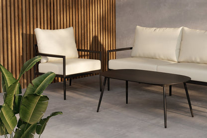 Bellano Garten Loungeset 4‑teiliges Outdoor Set Aluminiumrahmen Schwarz/Beige