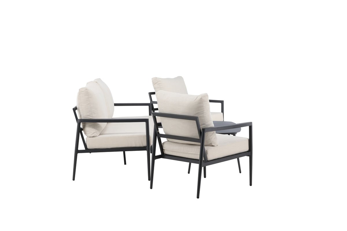Bellano Garten Loungeset 4‑teiliges Outdoor Set Aluminiumrahmen Schwarz/Beige
