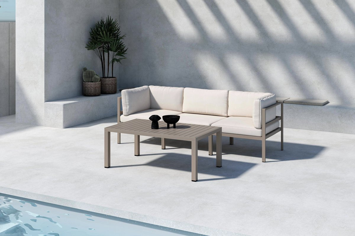 Luxusbetten24 Dorello Garten Loungeset 3er Sofa mit Couchtisch Braun/Beige