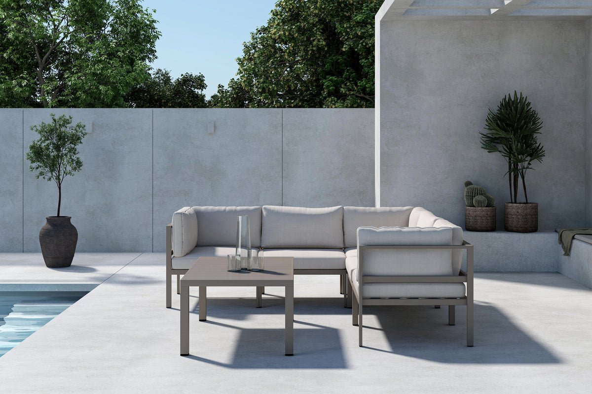 Luxusbetten24 Elvira Garten Loungeset, Outdoor Polyrattan, Ecksofa Braun/Beige