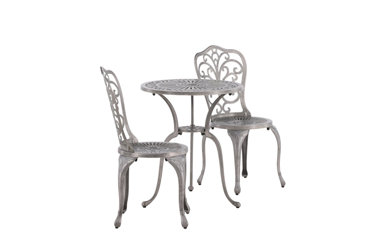Elyra Loungeset 3‑teilig Gartenmöbel Weiß Stühle Tisch Set
