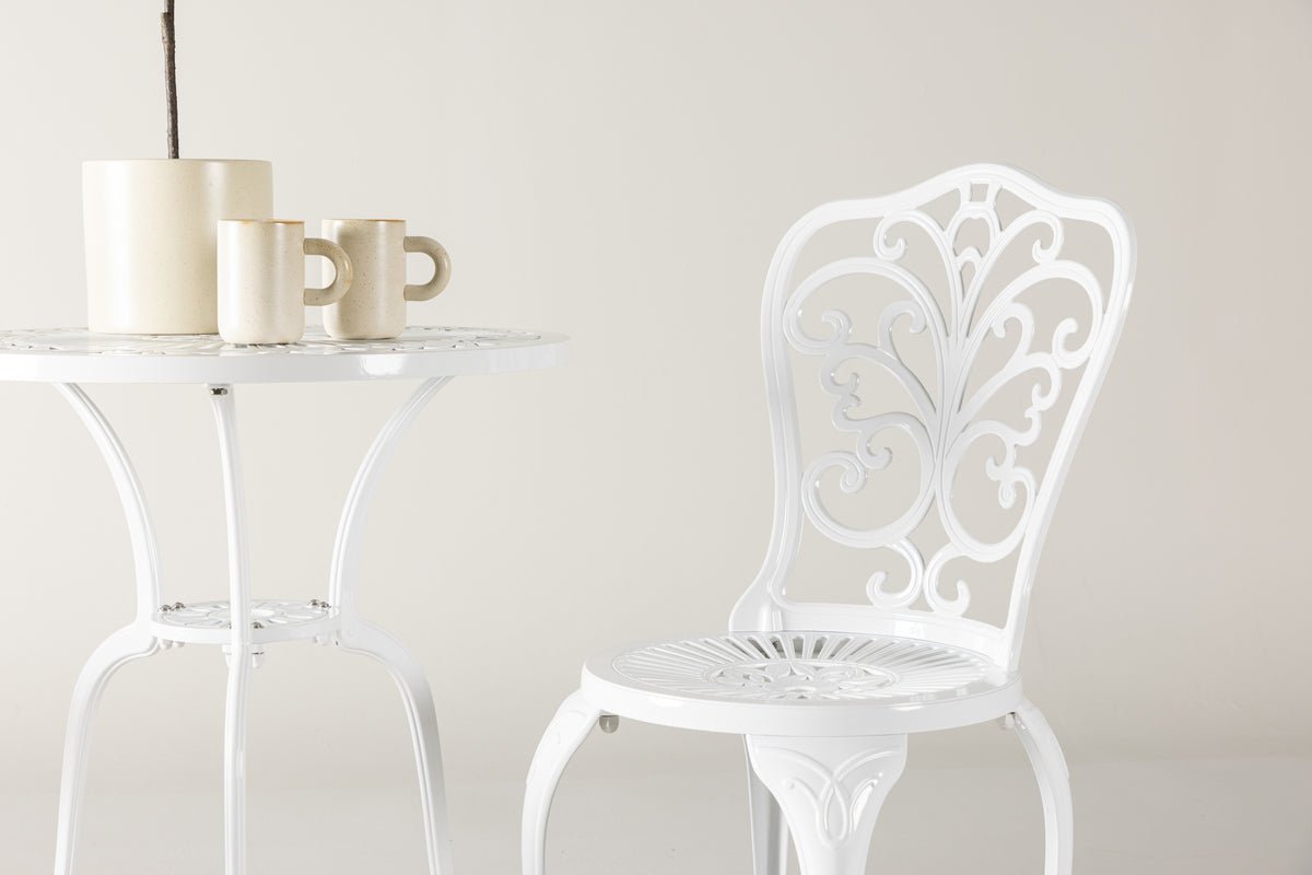 Elyra Loungeset 3‑teilig Gartenmöbel Weiß Stühle Tisch Set