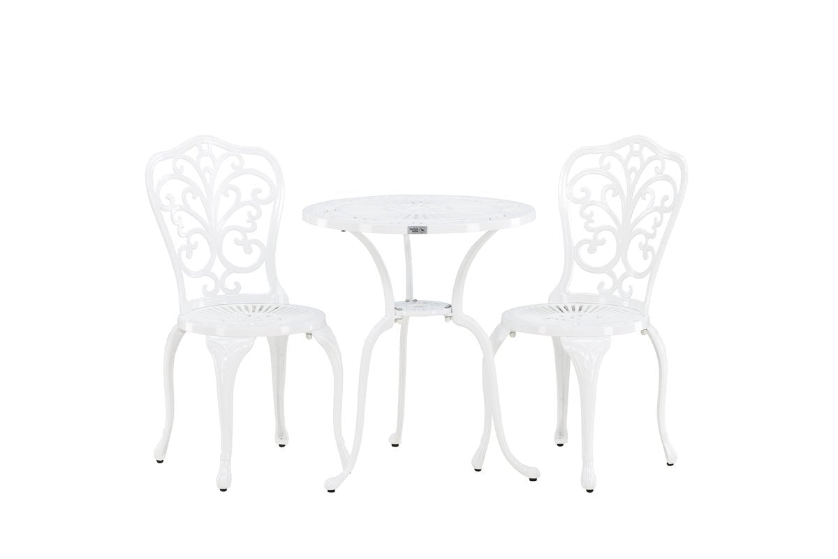 Elyra Loungeset 3‑teilig Gartenmöbel Weiß Stühle Tisch Set