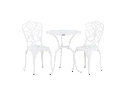Elyra Loungeset 3‑teilig Gartenmöbel Weiß Stühle Tisch Set