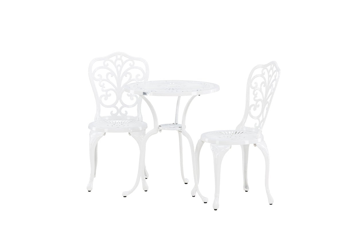 Elyra Loungeset 3‑teilig Gartenmöbel Weiß Stühle Tisch Set