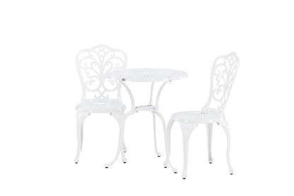 Elyra Loungeset 3‑teilig Gartenmöbel Weiß Stühle Tisch Set