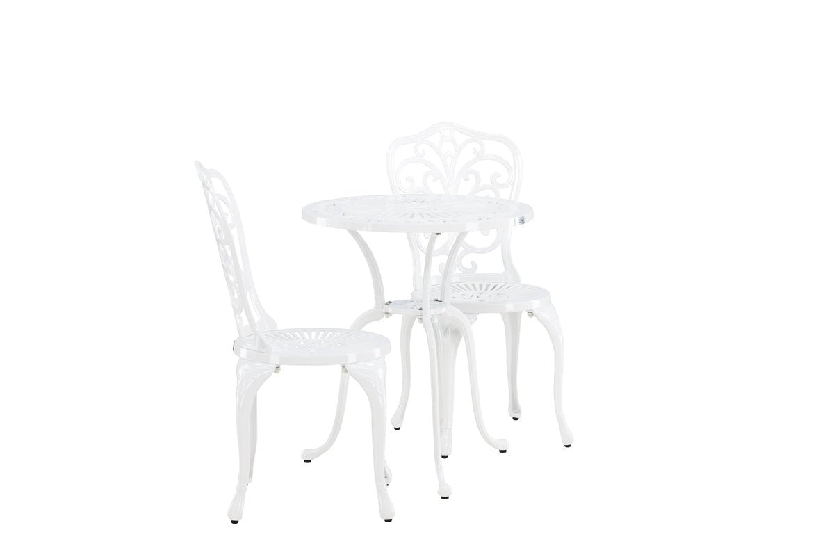 Elyra Loungeset 3‑teilig Gartenmöbel Weiß Stühle Tisch Set