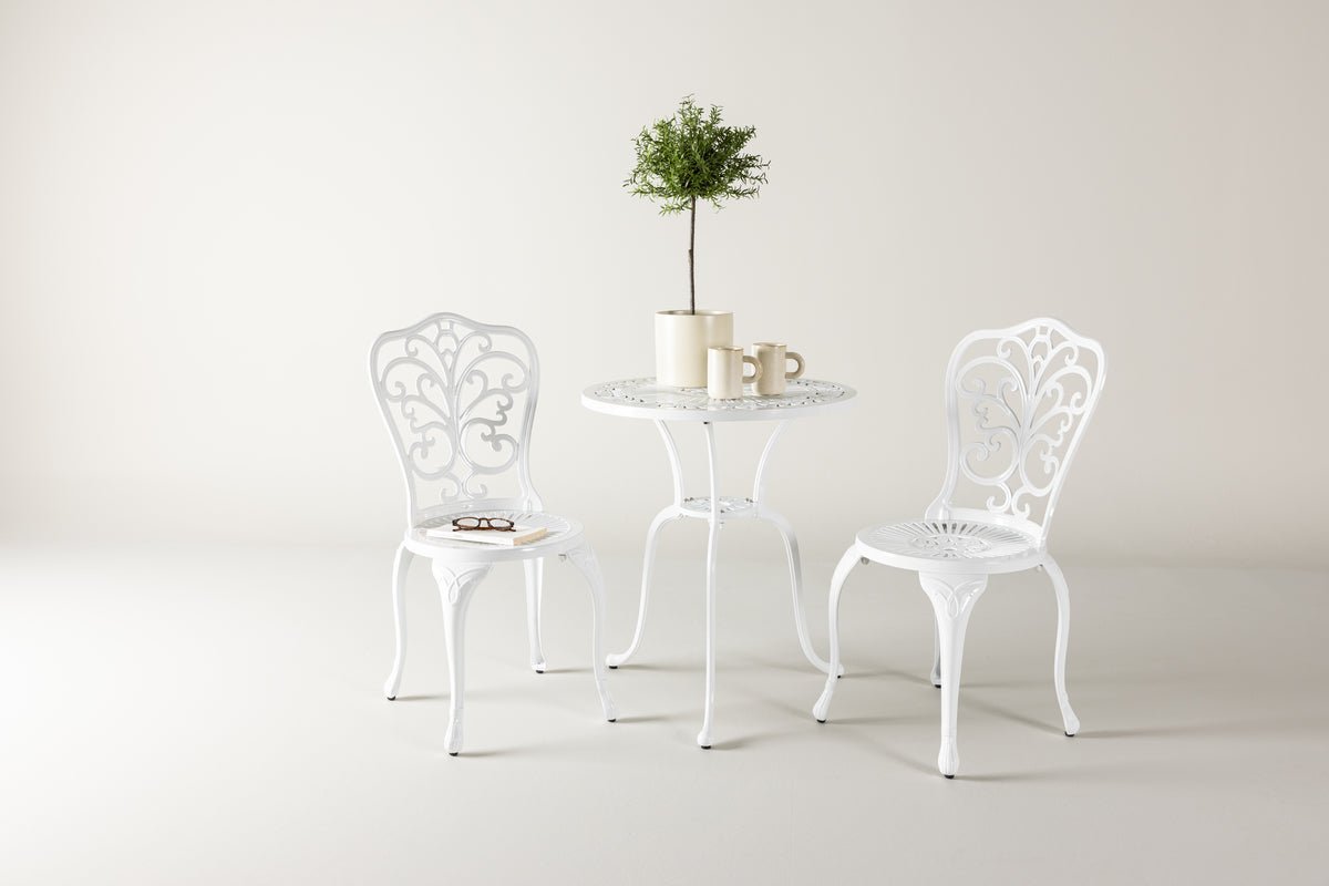 Elyra Loungeset 3‑teilig Gartenmöbel Weiß Stühle Tisch Set