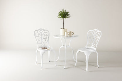 Elyra Loungeset 3‑teilig Gartenmöbel Weiß Stühle Tisch Set