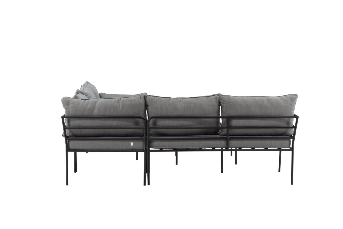 Luxusbetten24 Felicita Garten Loungeset Ecksofa Hellgrau/Schwarz mit Couchtisch