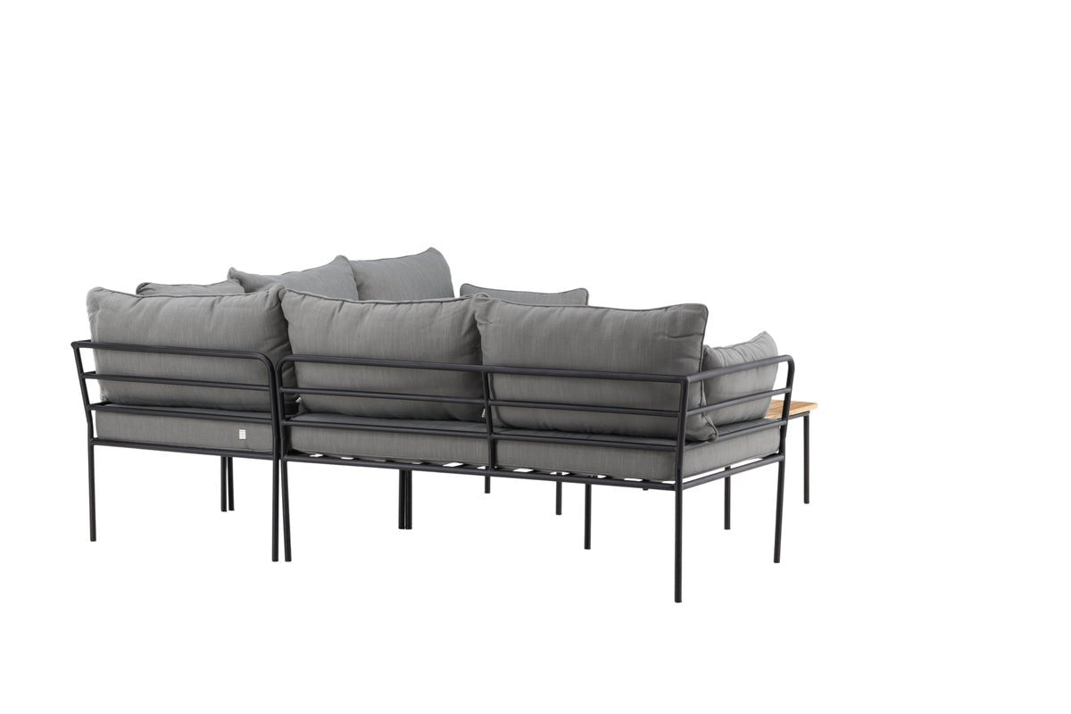 Luxusbetten24 Felicita Garten Loungeset Ecksofa Hellgrau/Schwarz mit Couchtisch