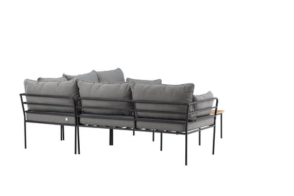 Luxusbetten24 Felicita Garten Loungeset Ecksofa Hellgrau/Schwarz mit Couchtisch