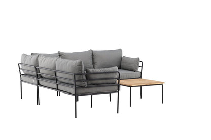 Luxusbetten24 Felicita Garten Loungeset Ecksofa Hellgrau/Schwarz mit Couchtisch