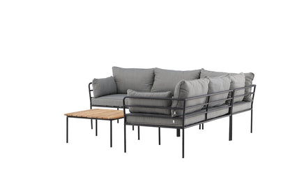 Luxusbetten24 Felicita Garten Loungeset Ecksofa Hellgrau/Schwarz mit Couchtisch