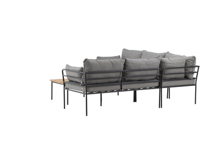 Luxusbetten24 Felicita Garten Loungeset Ecksofa Hellgrau/Schwarz mit Couchtisch