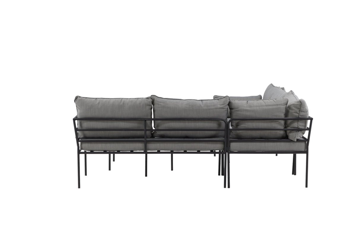 Luxusbetten24 Felicita Garten Loungeset Ecksofa Hellgrau/Schwarz mit Couchtisch
