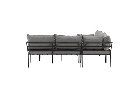 Luxusbetten24 Felicita Garten Loungeset Ecksofa Hellgrau/Schwarz mit Couchtisch