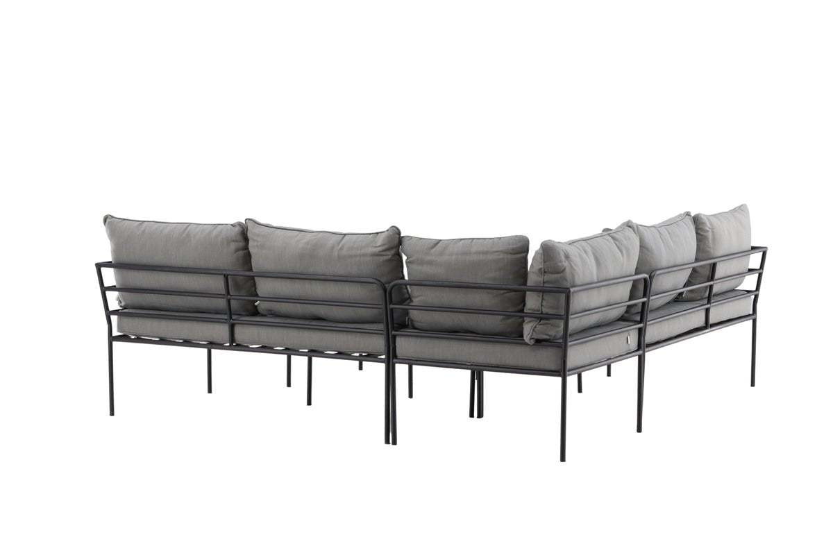 Luxusbetten24 Felicita Garten Loungeset Ecksofa Hellgrau/Schwarz mit Couchtisch