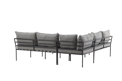 Luxusbetten24 Felicita Garten Loungeset Ecksofa Hellgrau/Schwarz mit Couchtisch