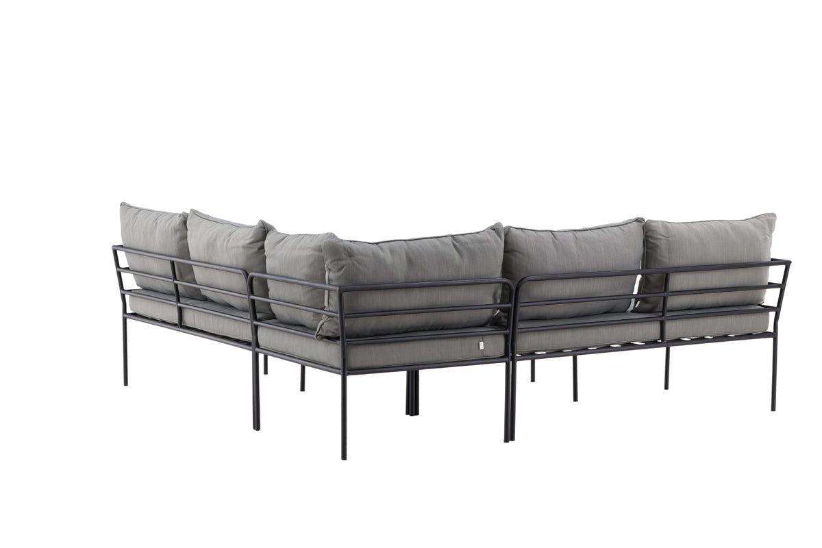 Luxusbetten24 Felicita Garten Loungeset Ecksofa Hellgrau/Schwarz mit Couchtisch
