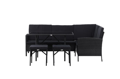 Luxusbetten24 Jess Garten Loungeset 5‑teilig Schwarzer Kunstrattan Schwarz
