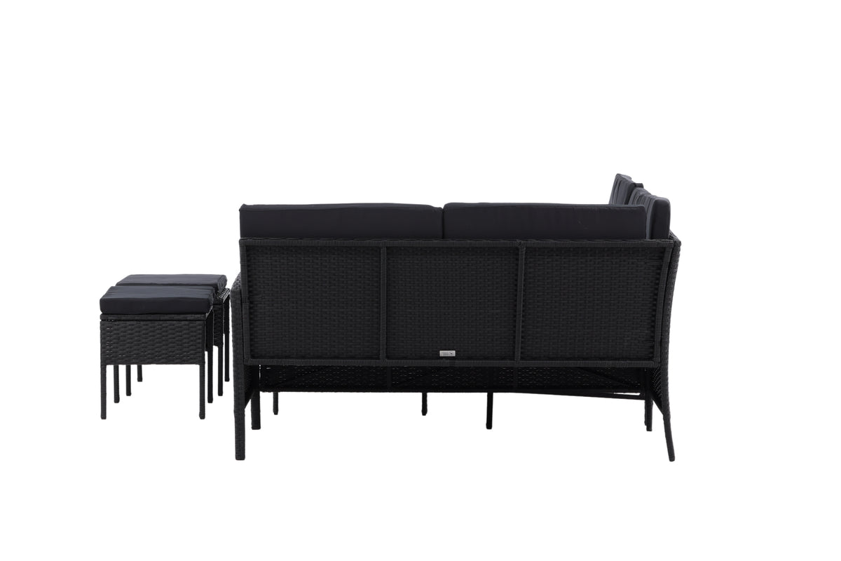 Luxusbetten24 Jess Garten Loungeset 5‑teilig Schwarzer Kunstrattan Schwarz