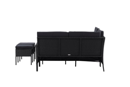 Luxusbetten24 Jess Garten Loungeset 5‑teilig Schwarzer Kunstrattan Schwarz