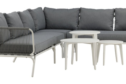 Luxusbetten24 Lexy Garten Loungeset aus Weißem Stahl Grau/Weiß