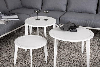 Luxusbetten24 Lexy Garten Loungeset aus Weißem Stahl Grau/Weiß